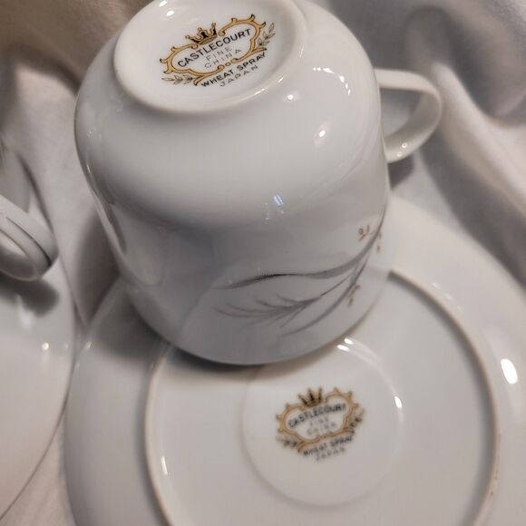 Castlecourt Fine China Wheat Spray Japan Cup & Saucer Set Of 4 - Picture 11 of 11